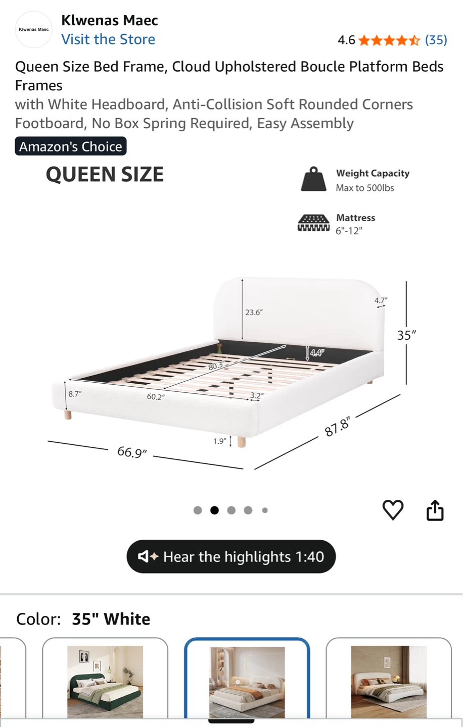 Klwenas Maec Queen Size Boucle Platform Bed - photo 3