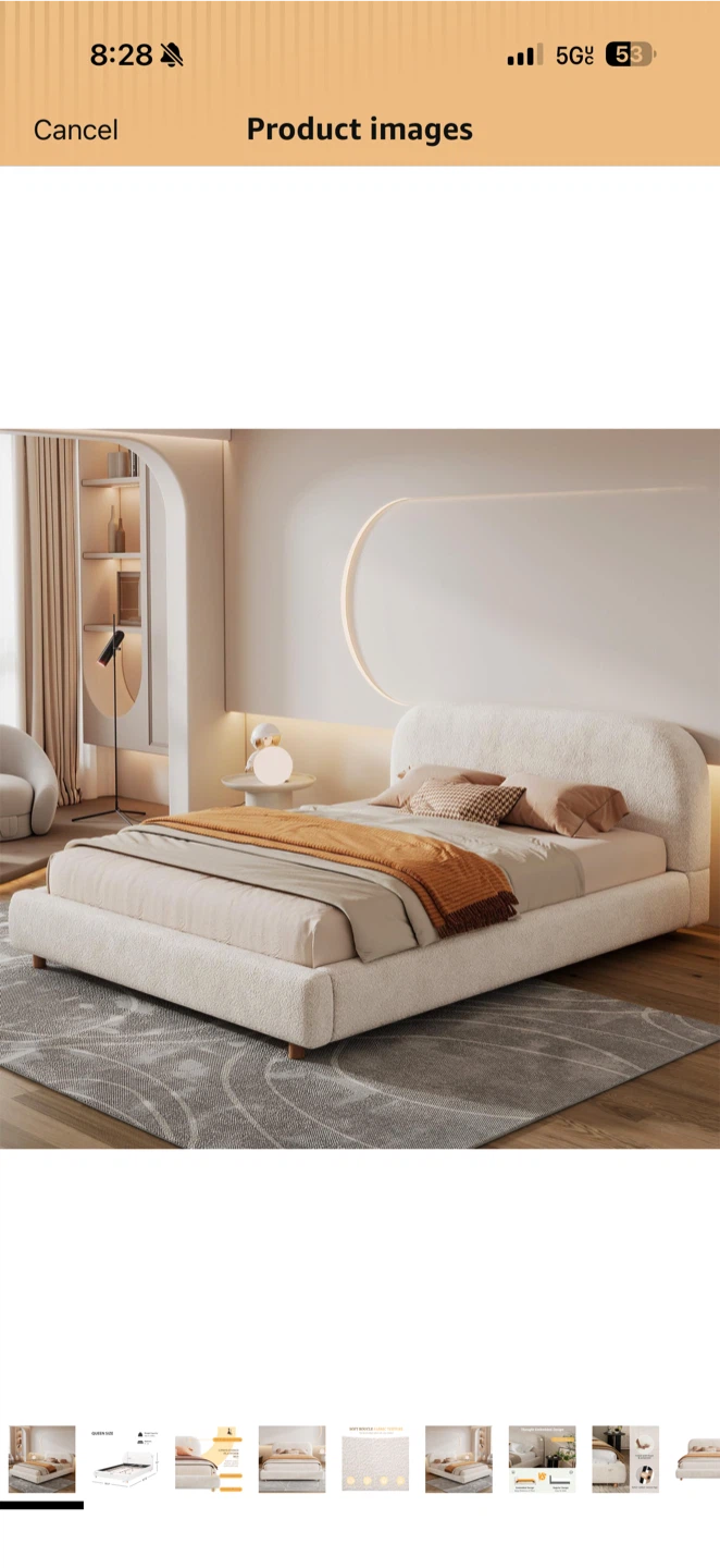 Klwenas Maec Queen Size Boucle Platform Bed - photo 5