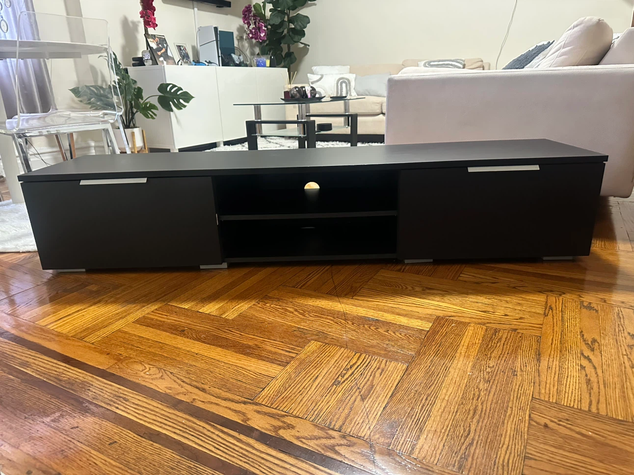 Black TV Stand with Drawers and Shelves - photo 2