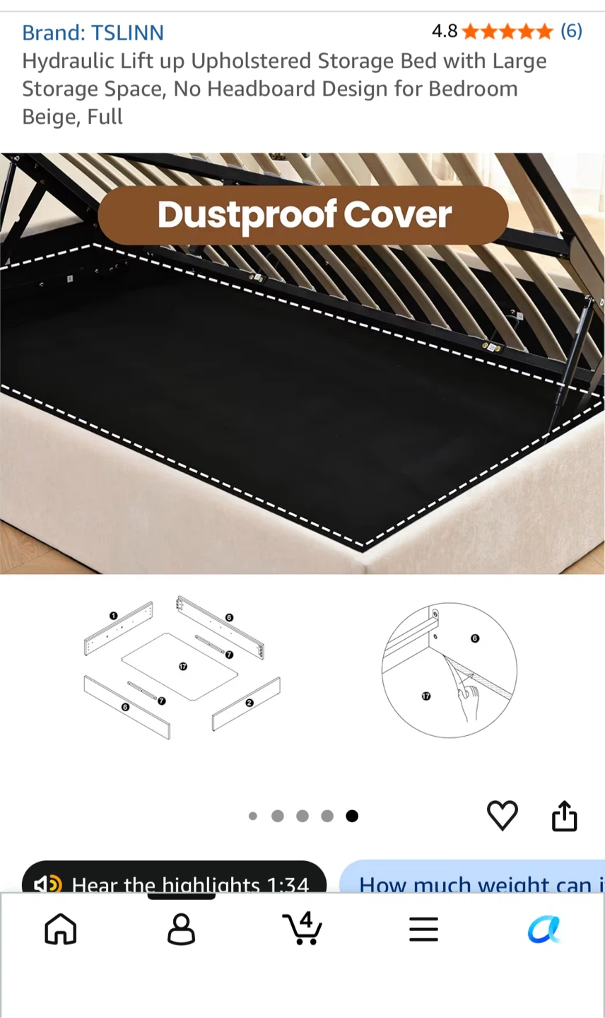 UNOPENED NEW Full Size Upholstered Hydraulic Storage Bed - photo 5