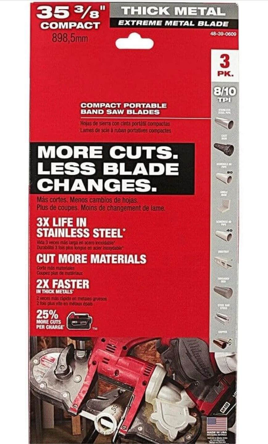 Milwaukee Compact Portable Band Saw Blades 3 Pack