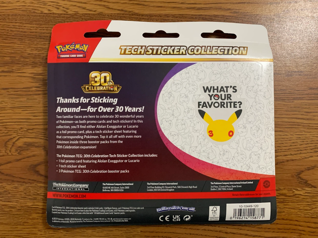 Pokémon TCG: 30th Celebration Tech Sticker Collection (Lucario) - photo 3