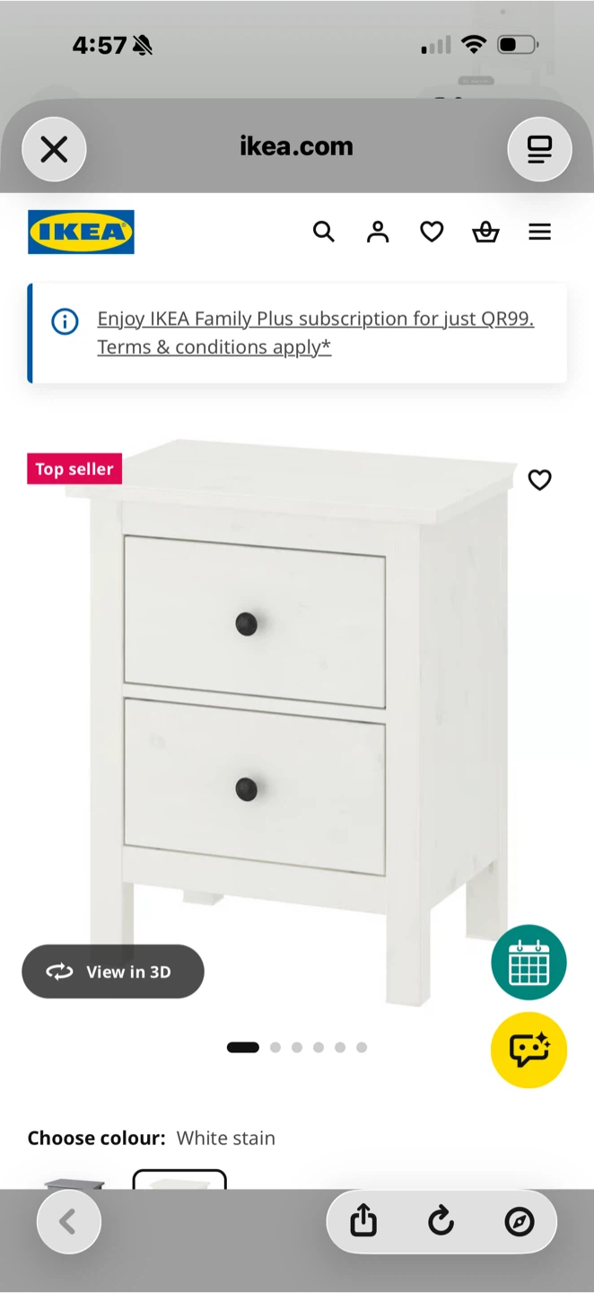 IKEA HEMNES 2-Drawer Nightstand - White Stain