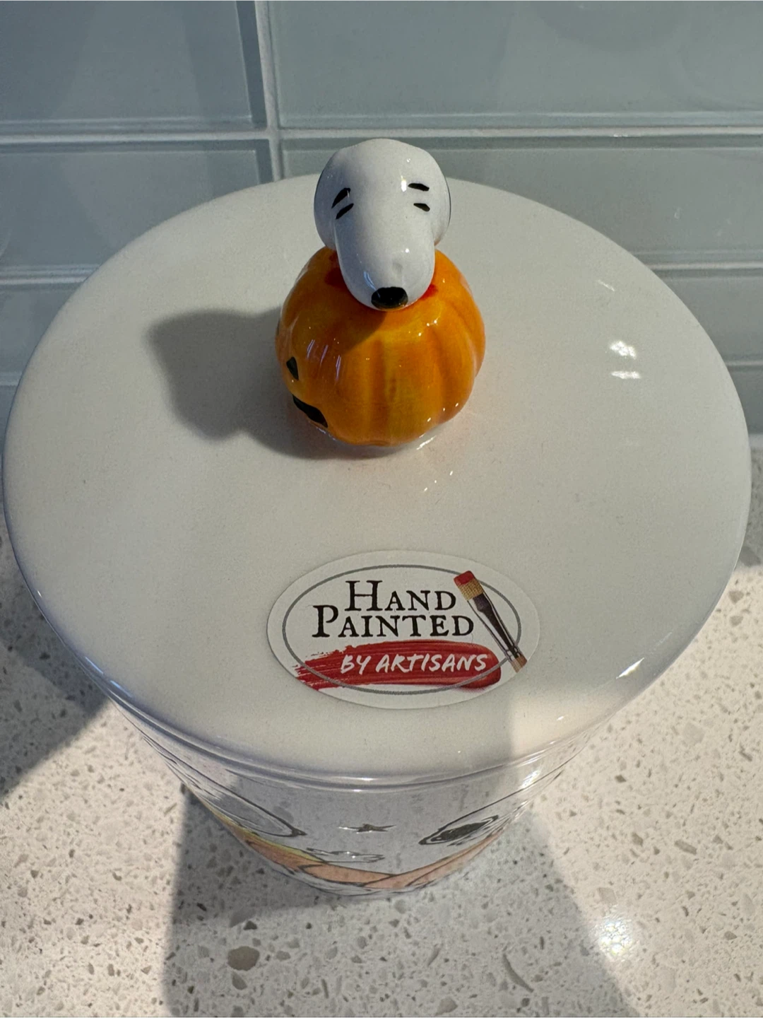 NEW Peanuts Snoopy & Friends Handpainted Ceramic Jar Canister - photo 2