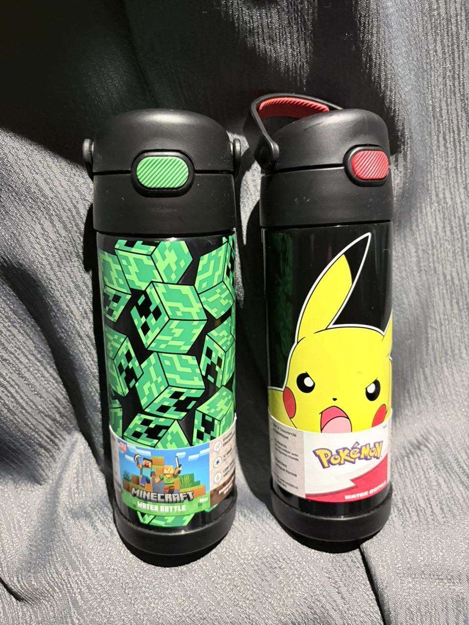 Minecraft and Pokemon Water Bottles