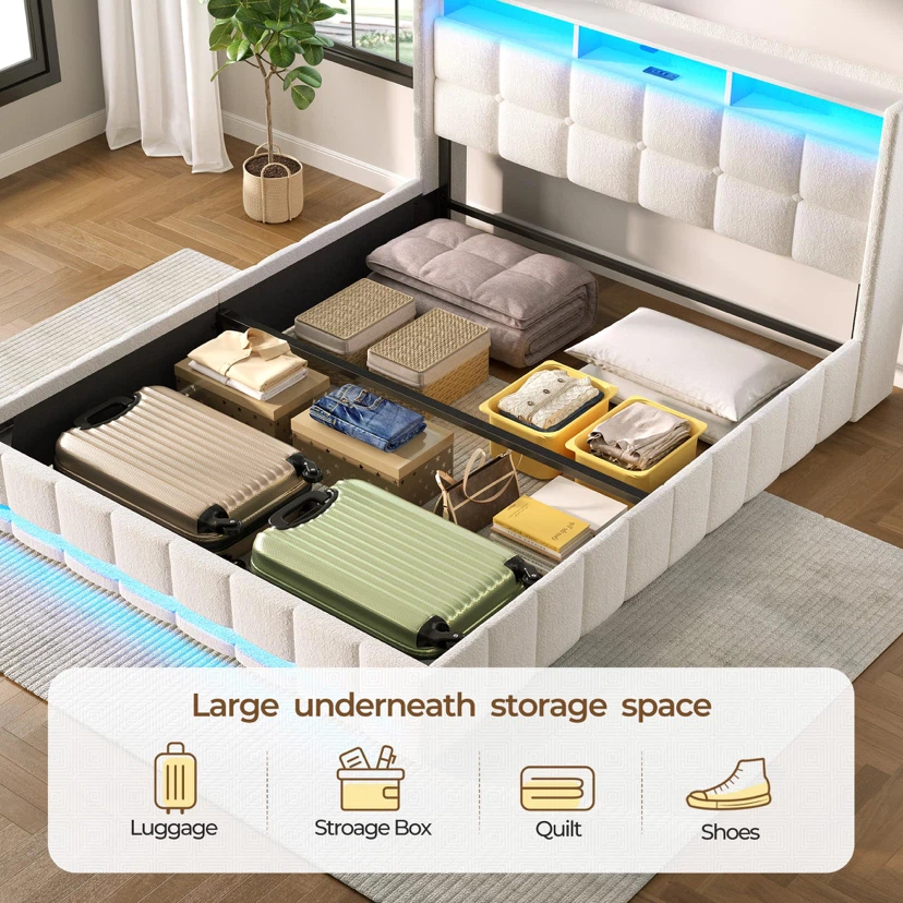 Twin Size Bed Frame with Lift Up Storage, Charging Station - photo 3