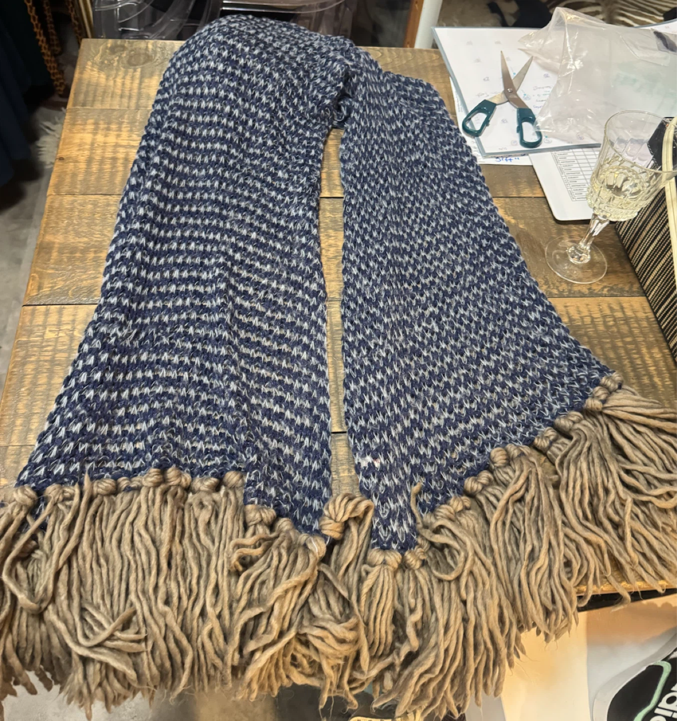 ECHO Navy & Cream Knit Scarf – Holt Renfrew