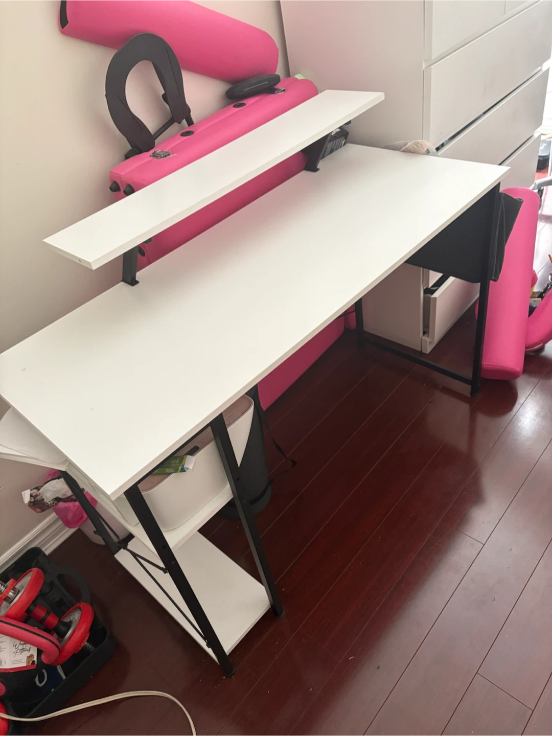 White Computer Desk with Shelves