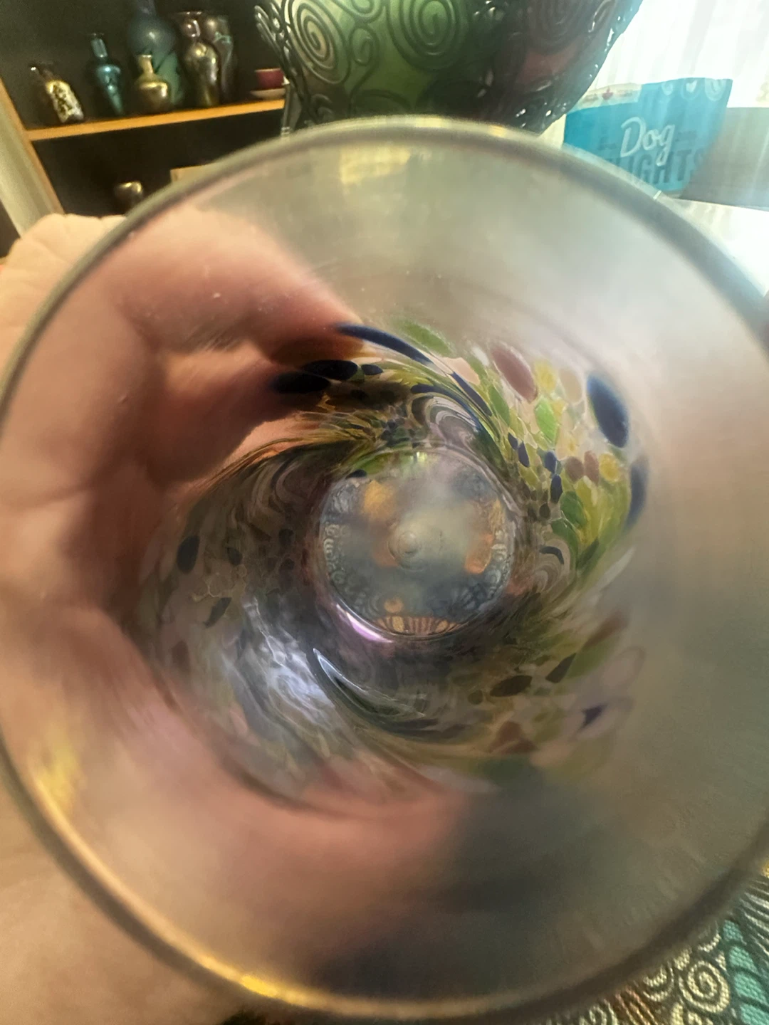 Art Glass Vase with Multicoloured Swirl Design - photo 2