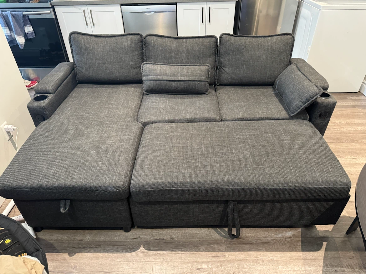 Dark Grey Sectional Sofa with Storage and Pull-out Bed - photo 3