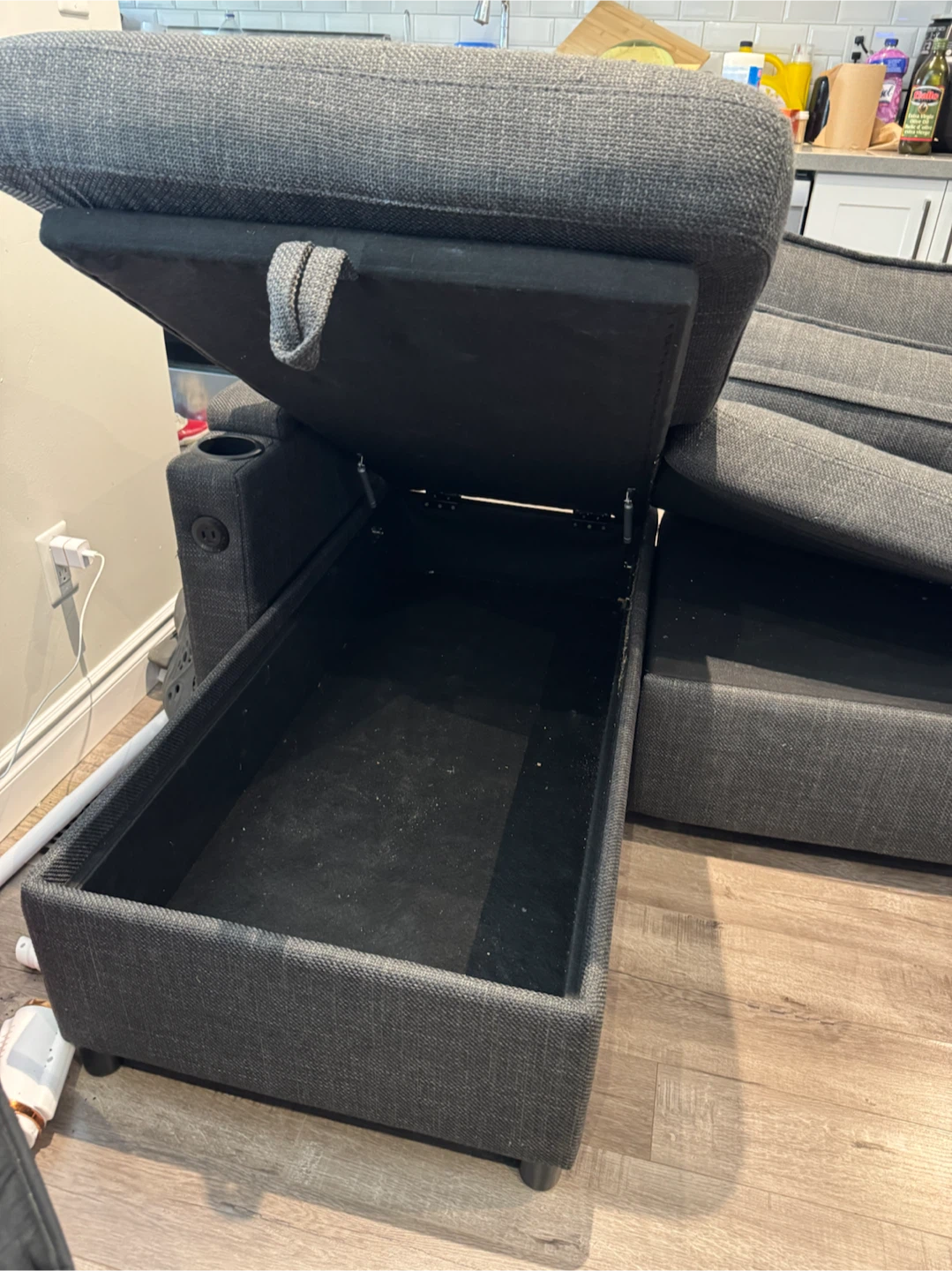 Dark Grey Sectional Sofa with Storage and Pull-out Bed - photo 4