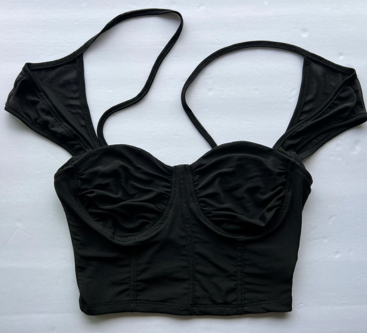 SHEIN Black Corset-Style Crop Top