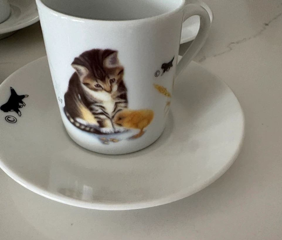 Set of 4 Animal Pattern Ceramic Espresso Cups and Saucers - photo 2