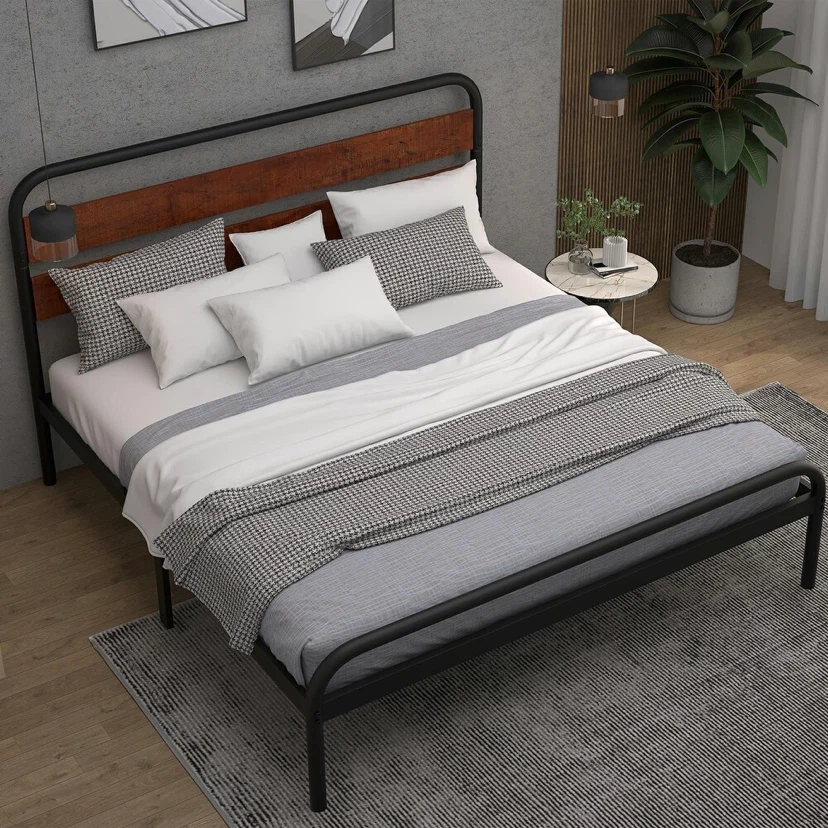 King Size Bed Frame with Wood Headboard - photo 2
