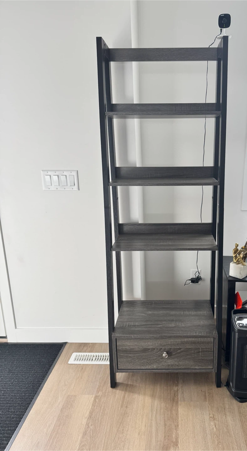Four tier Tall Bookshelf with Lower Storage Drawer