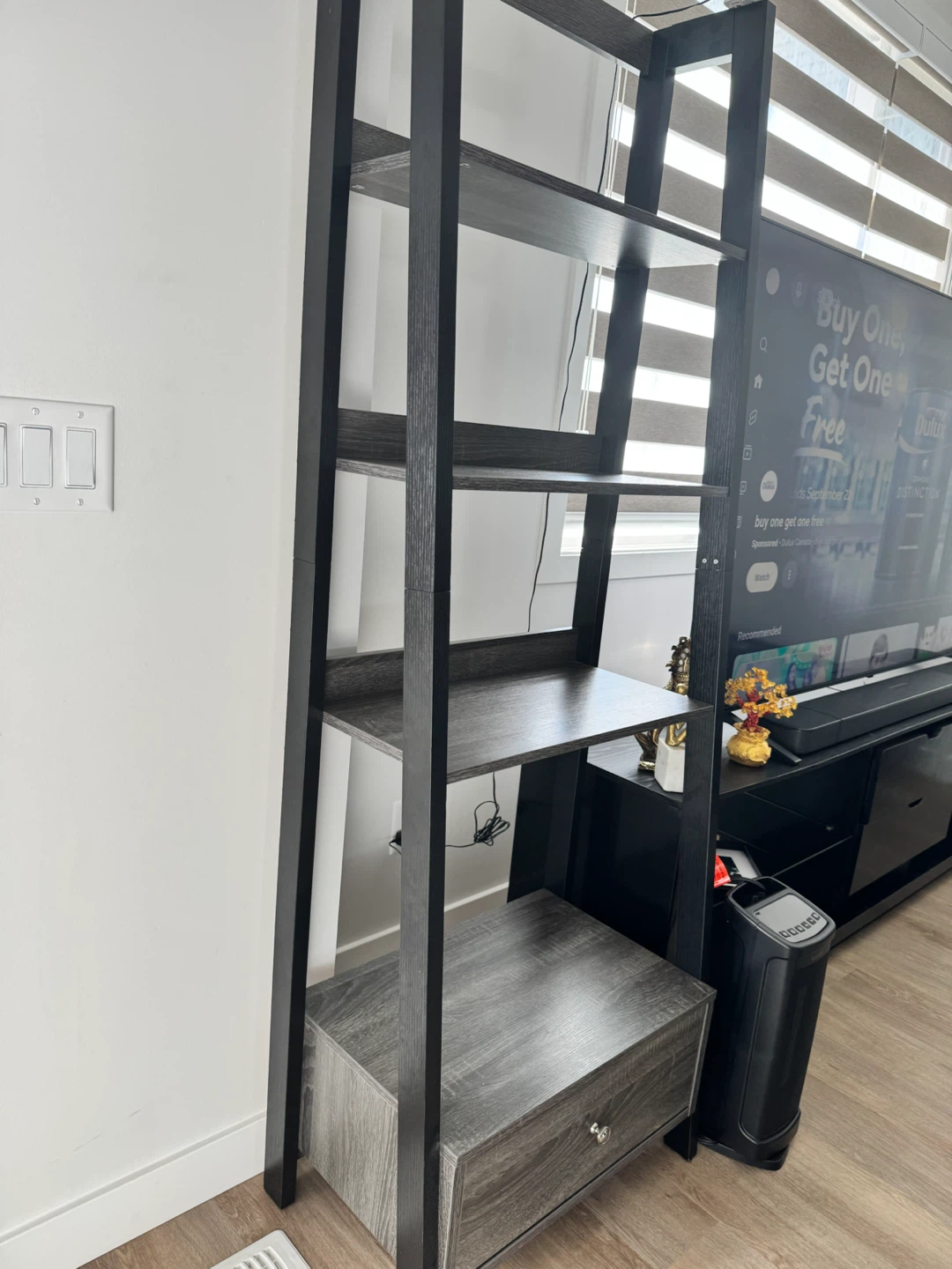Four tier Tall Bookshelf with Lower Storage Drawer - photo 2