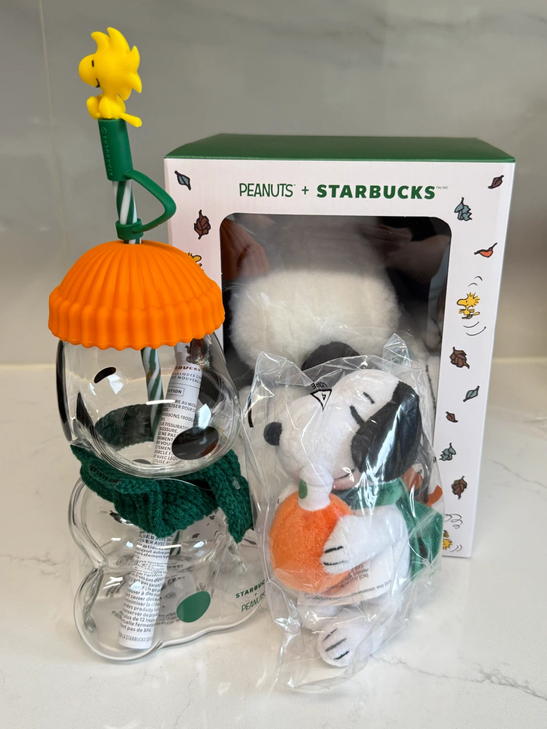 Starbucks x Peanuts Snoopy Glass and Plush Set