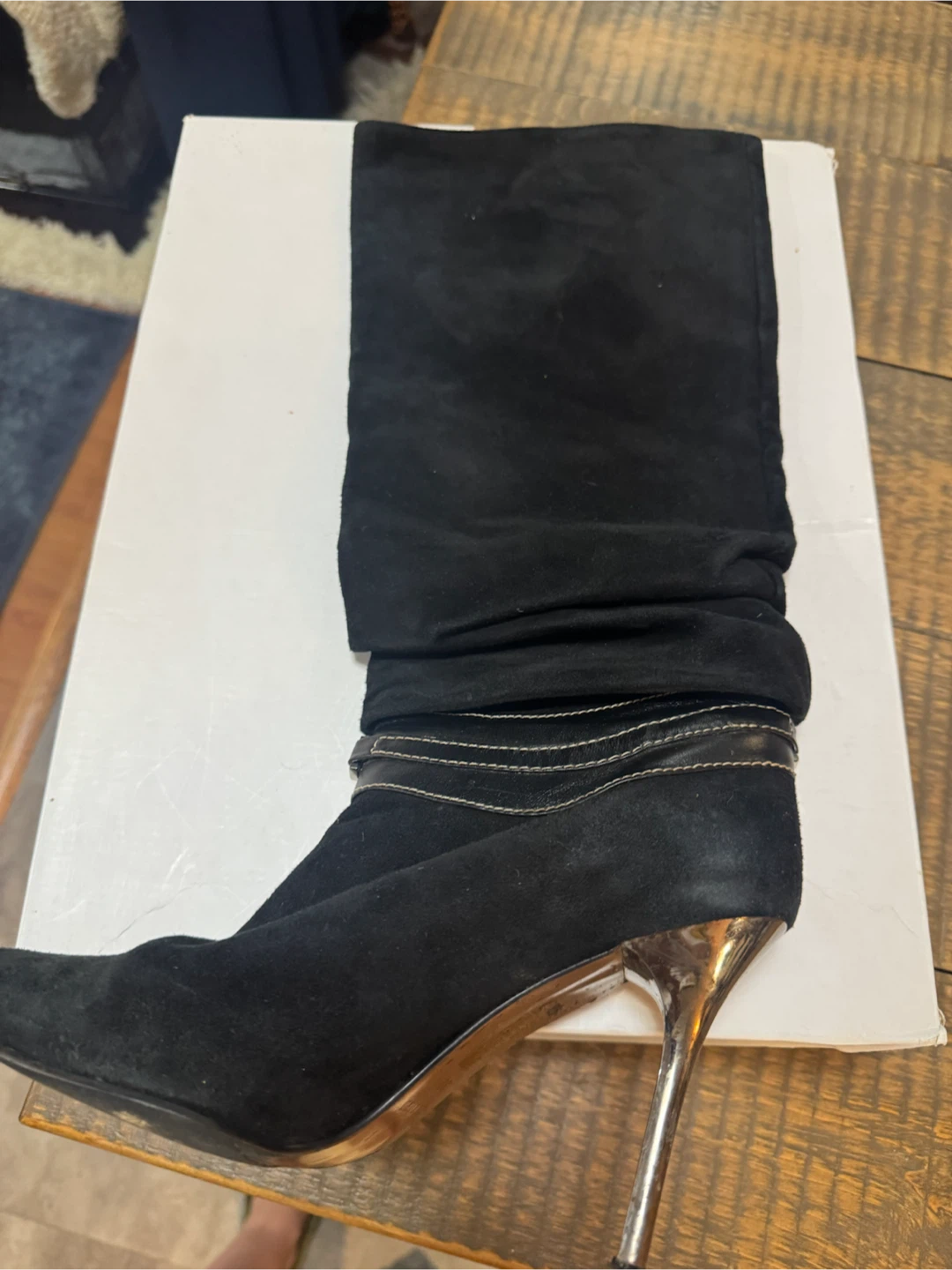 Vintage Y2K Peaches Black Suede Stiletto Boots - photo 2