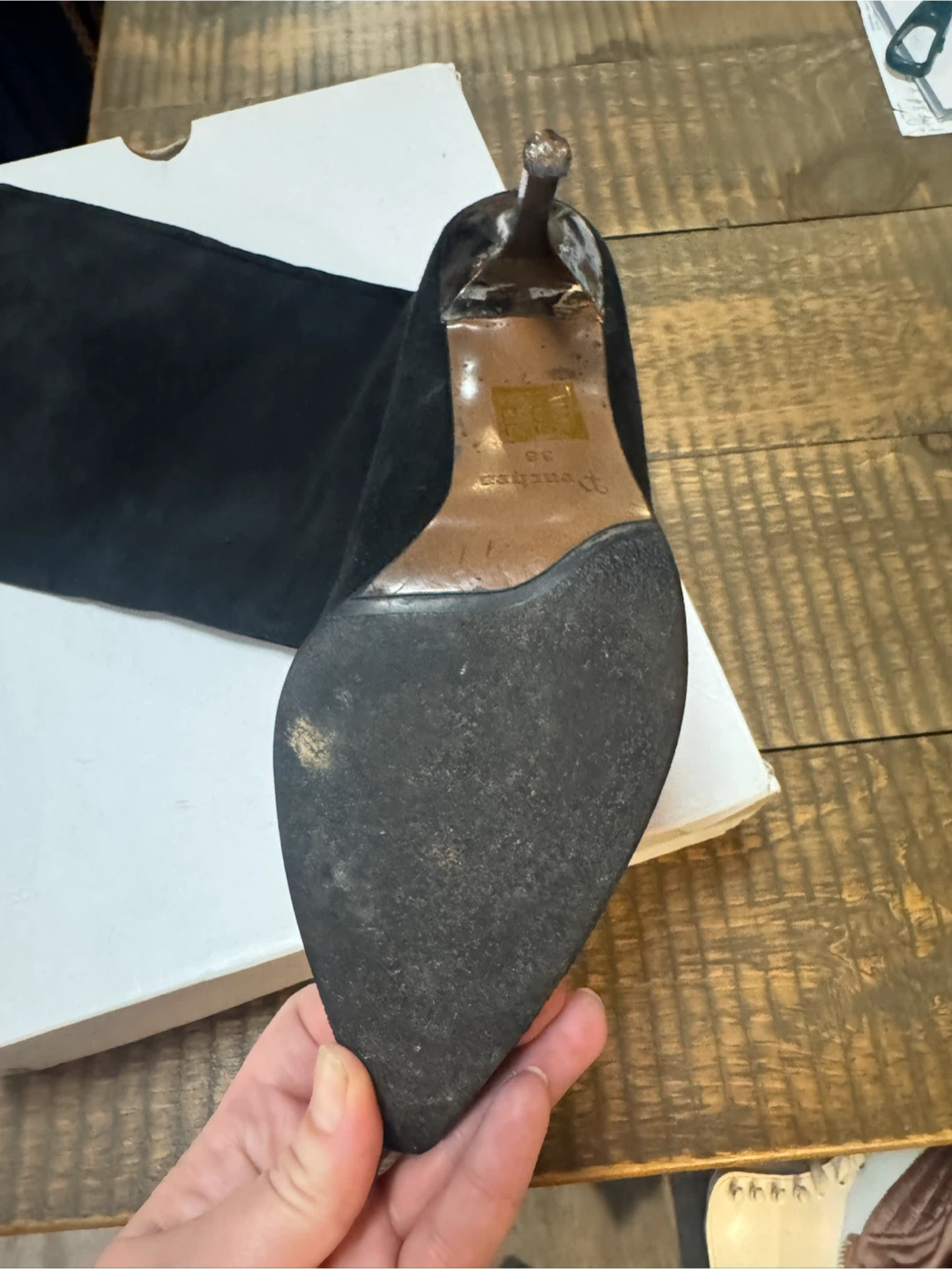 Vintage Y2K Peaches Black Suede Stiletto Boots - photo 3