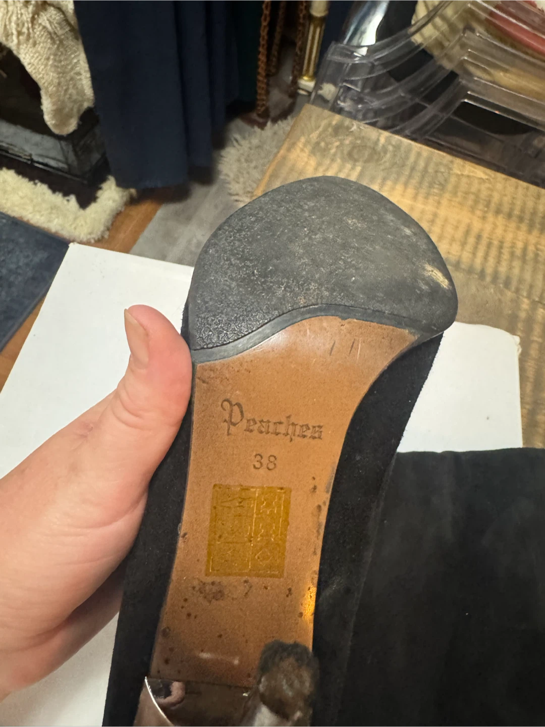 Vintage Y2K Peaches Black Suede Stiletto Boots - photo 4