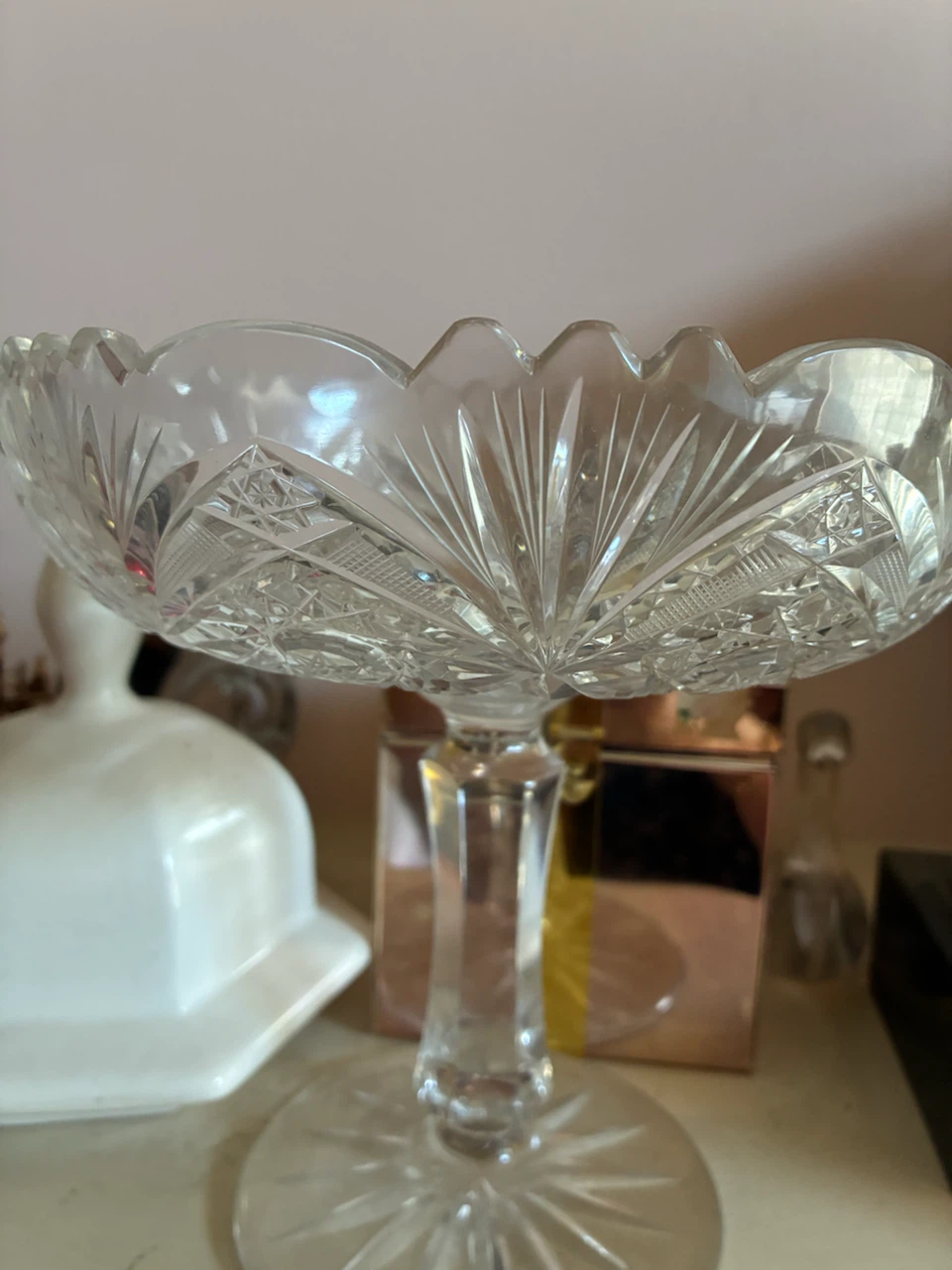 Vintage Cut Crystal Compote Dish