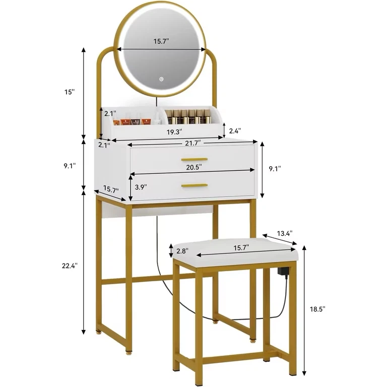 Small makeup Vanity Desk with Mirror and Chair - photo 2