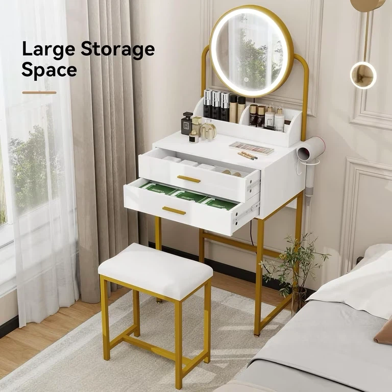 Small makeup Vanity Desk with Mirror and Chair - photo 4