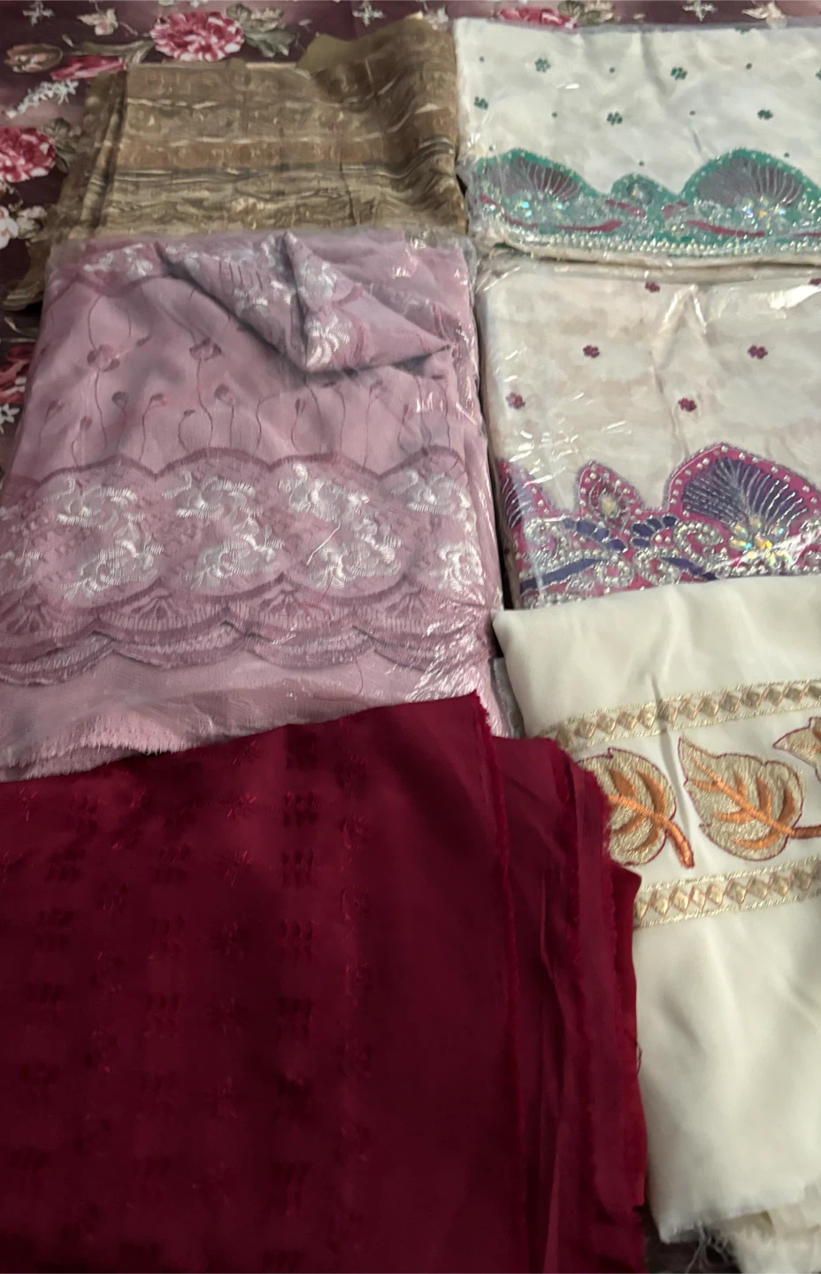 Assorted Embroidered Fabrics and Textiles - photo 2