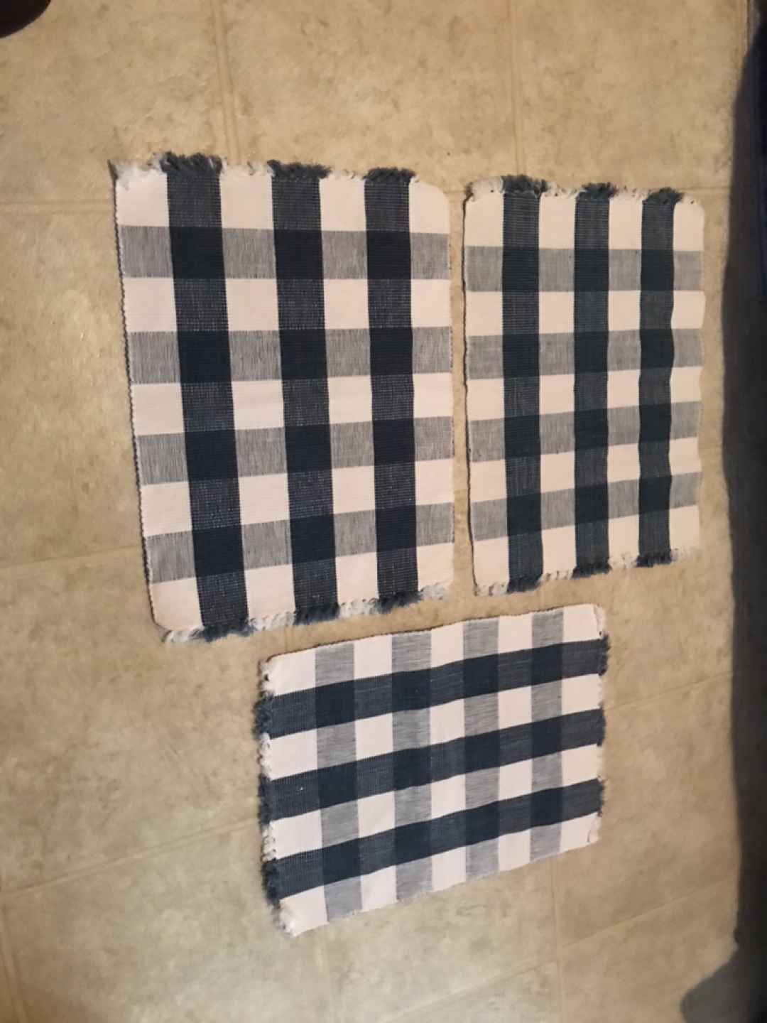 Set of 3 Green and White Buffalo Check Placemats