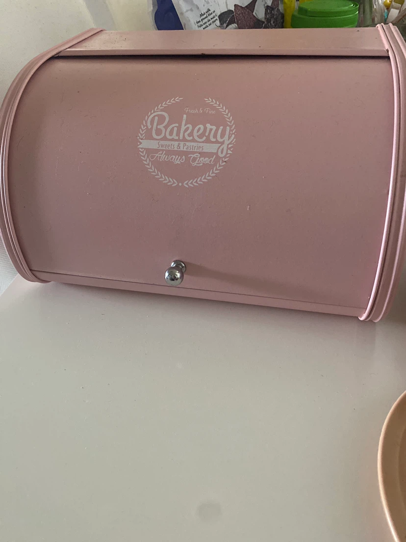 Pink Metal Bread Box