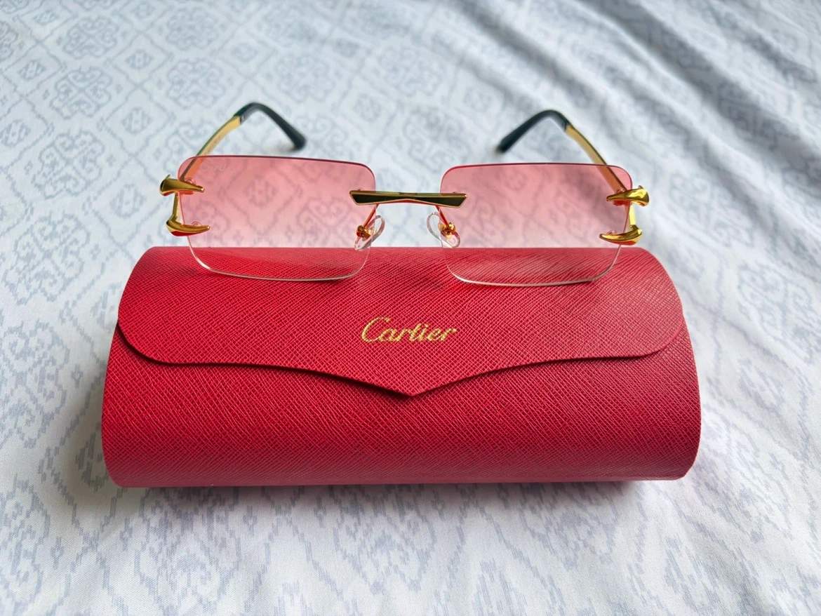 Cartier rimless sunglasses with pink lenses - photo 3