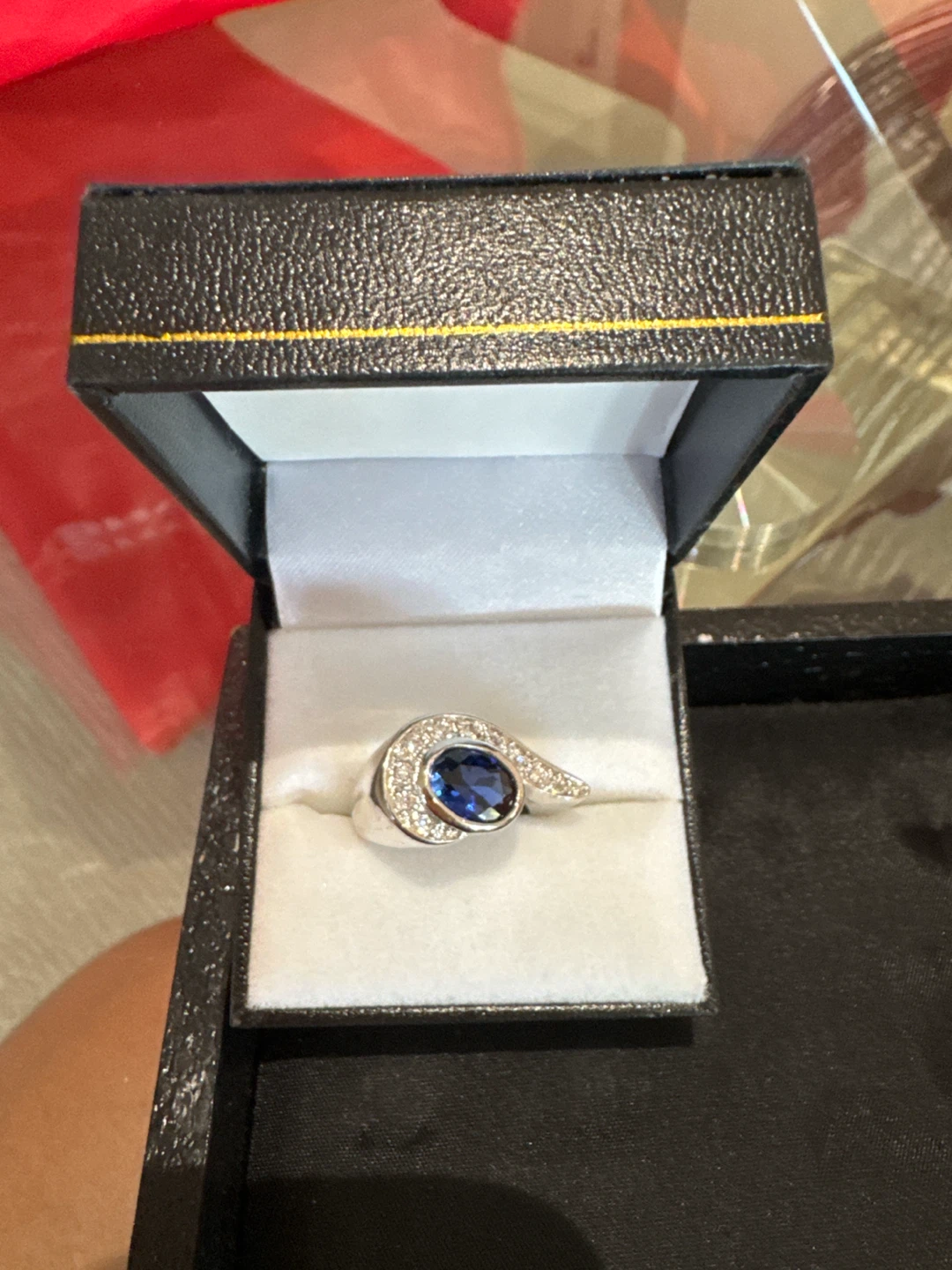 Silver Tone Blue Stone Ring