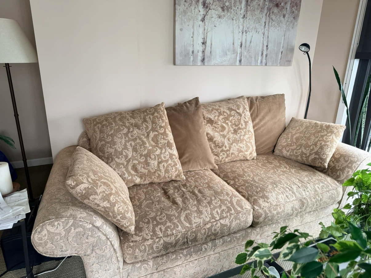 Beige Patterned Two-Seater Sofa - photo 2