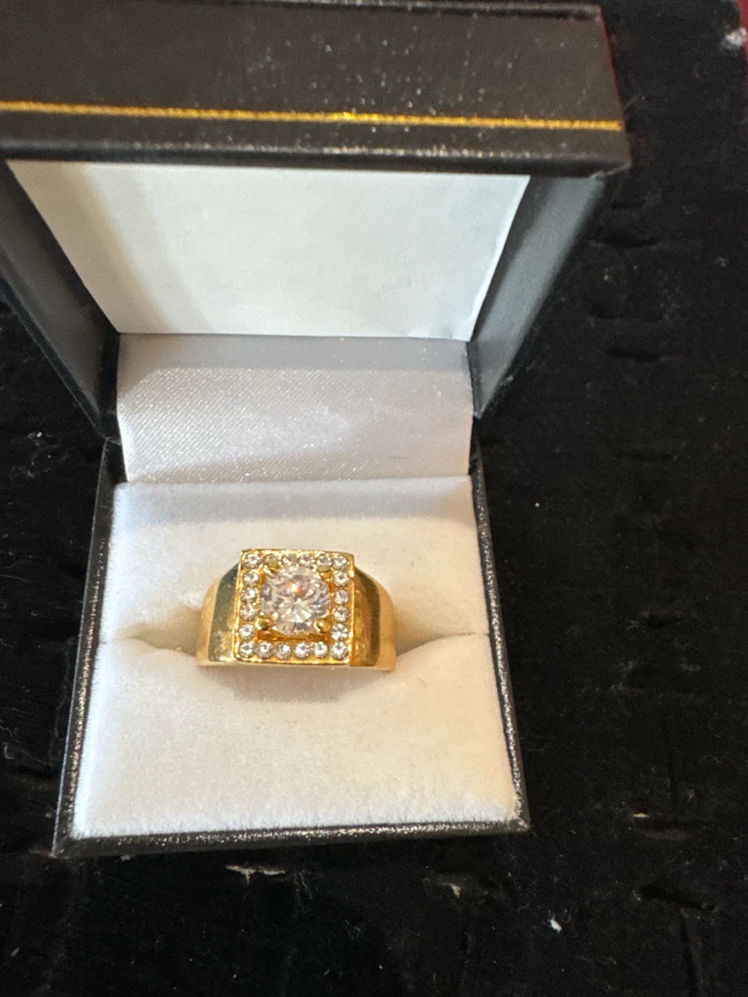 Gold-tone Square Stone Ring