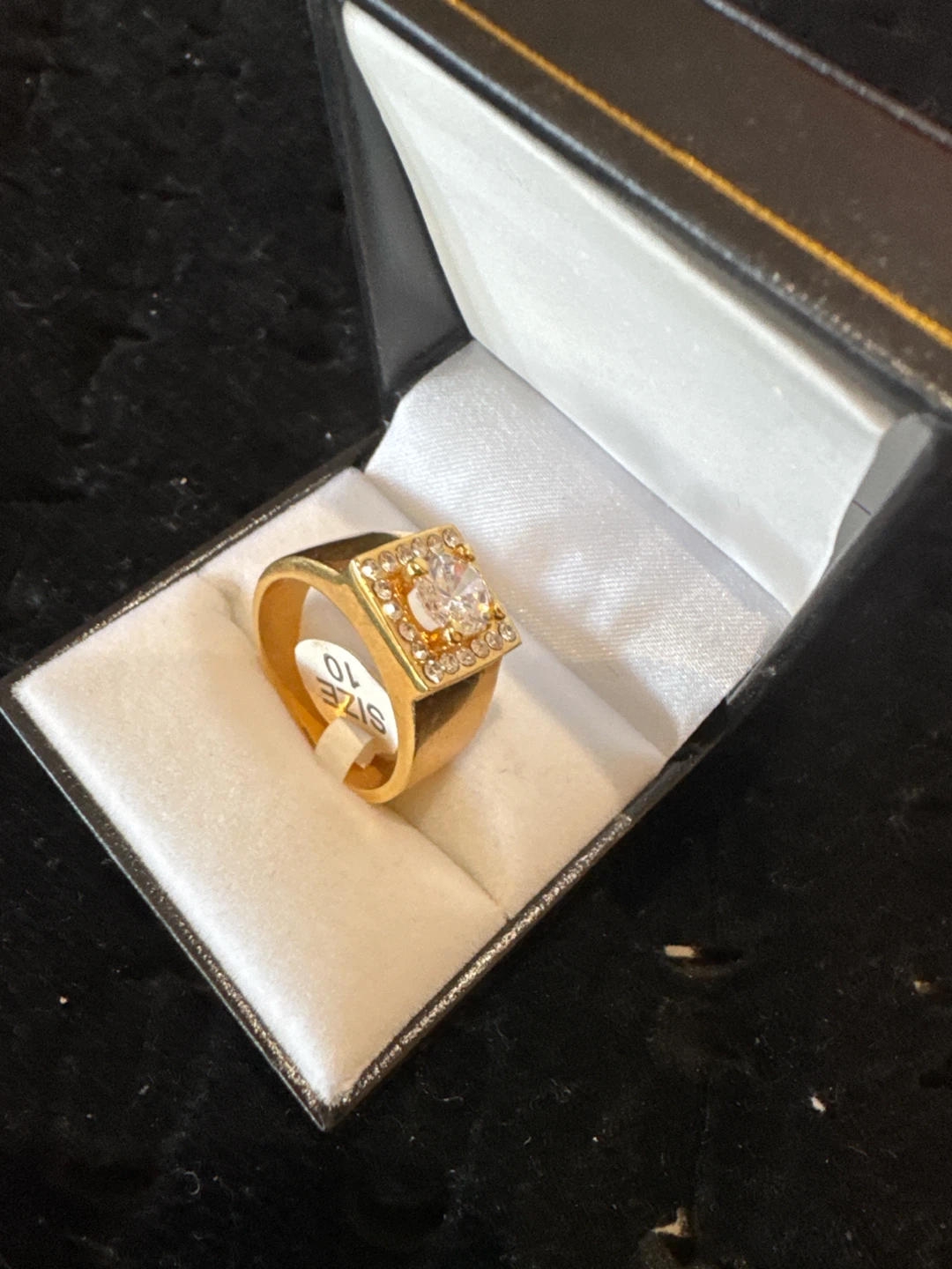 Gold-tone Square Stone Ring - photo 2