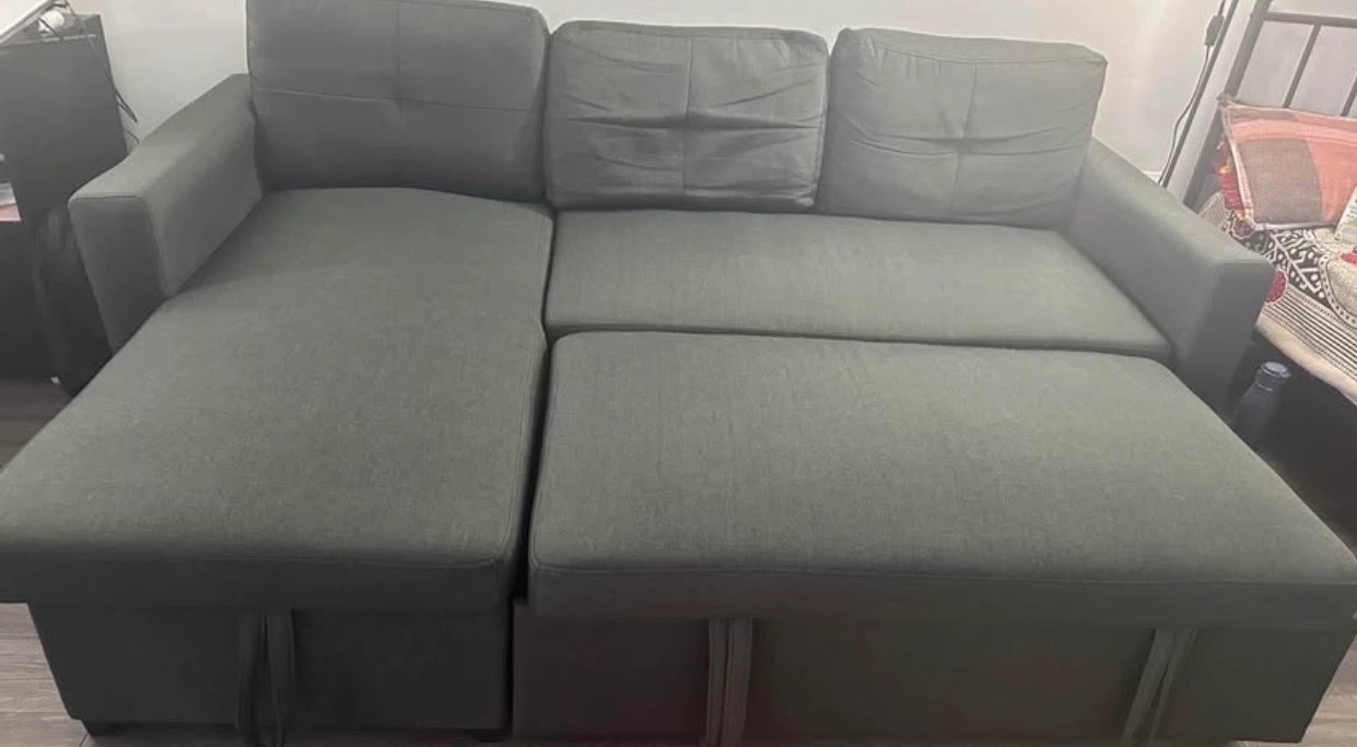 Dark Grey Sectional Sofa Bed with Storage (pet free) - photo 2