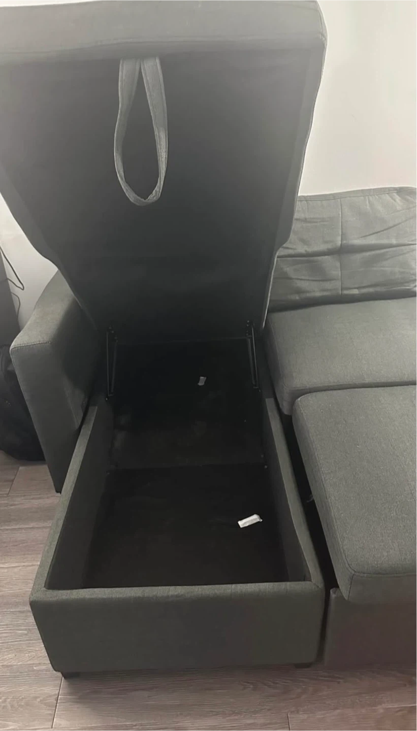 Dark Grey Sectional Sofa Bed with Storage (pet free) - photo 3