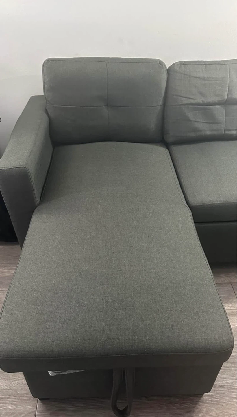 Dark Grey Sectional Sofa Bed with Storage (pet free) - photo 4