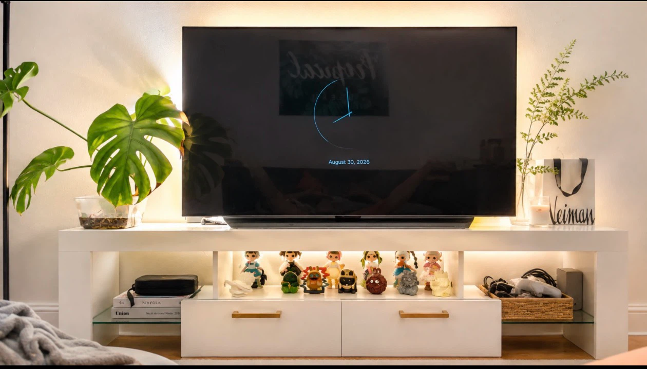 Modern LED White TV Stand