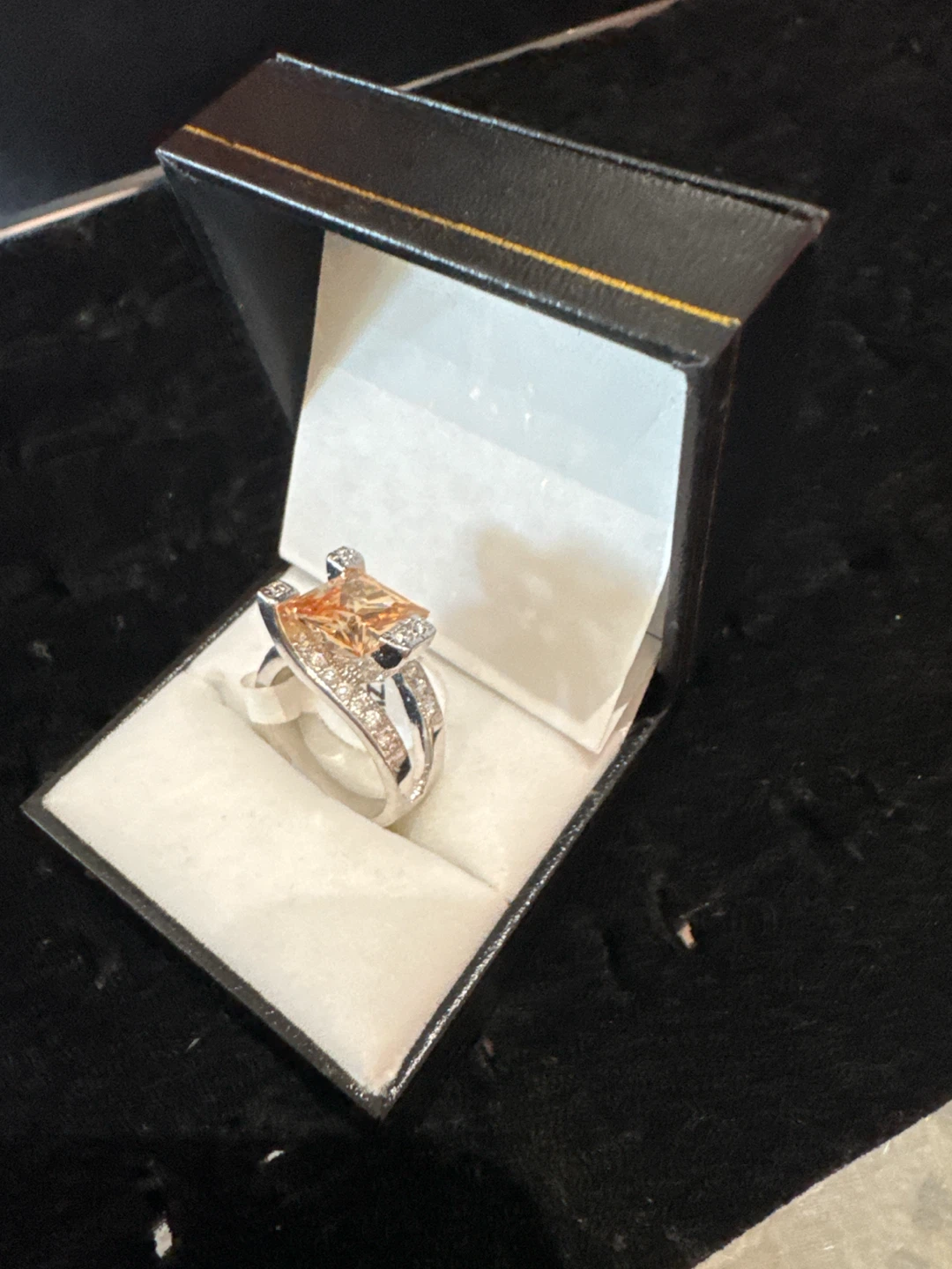 Princess cut orange stone ring - photo 2