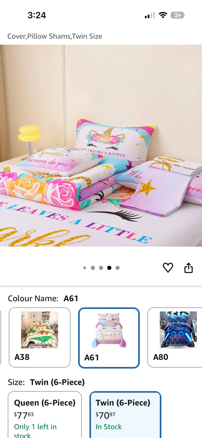 Unicorn Sparkle 6-Piece Twin Bedding Set - photo 2