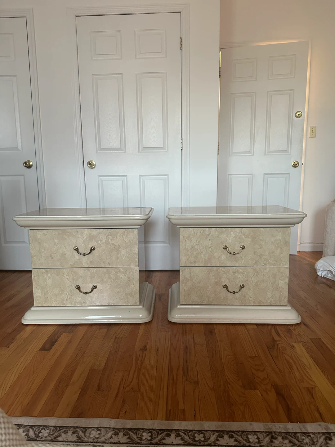 Pair of 2-Drawer Nightstands with Brass Handles - photo 2