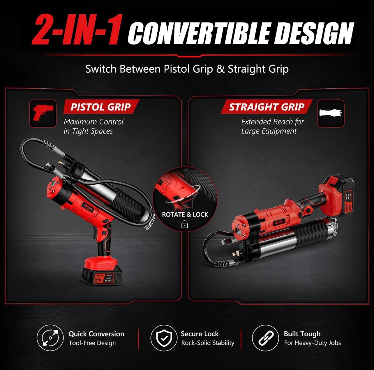 21V Cordless Grease Gun Set - photo 2