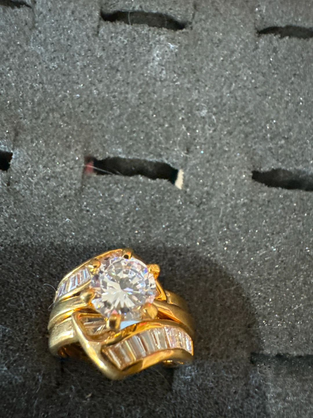 Gold-tone Cubic Zirconia Engagement Ring Set - photo 2