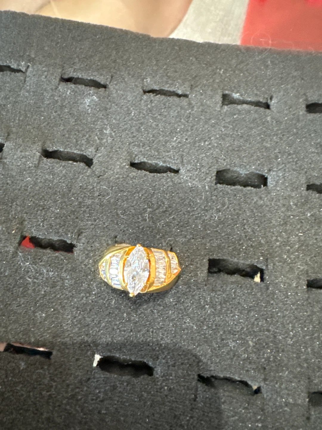 Gold Tone Marquise Cut Ring