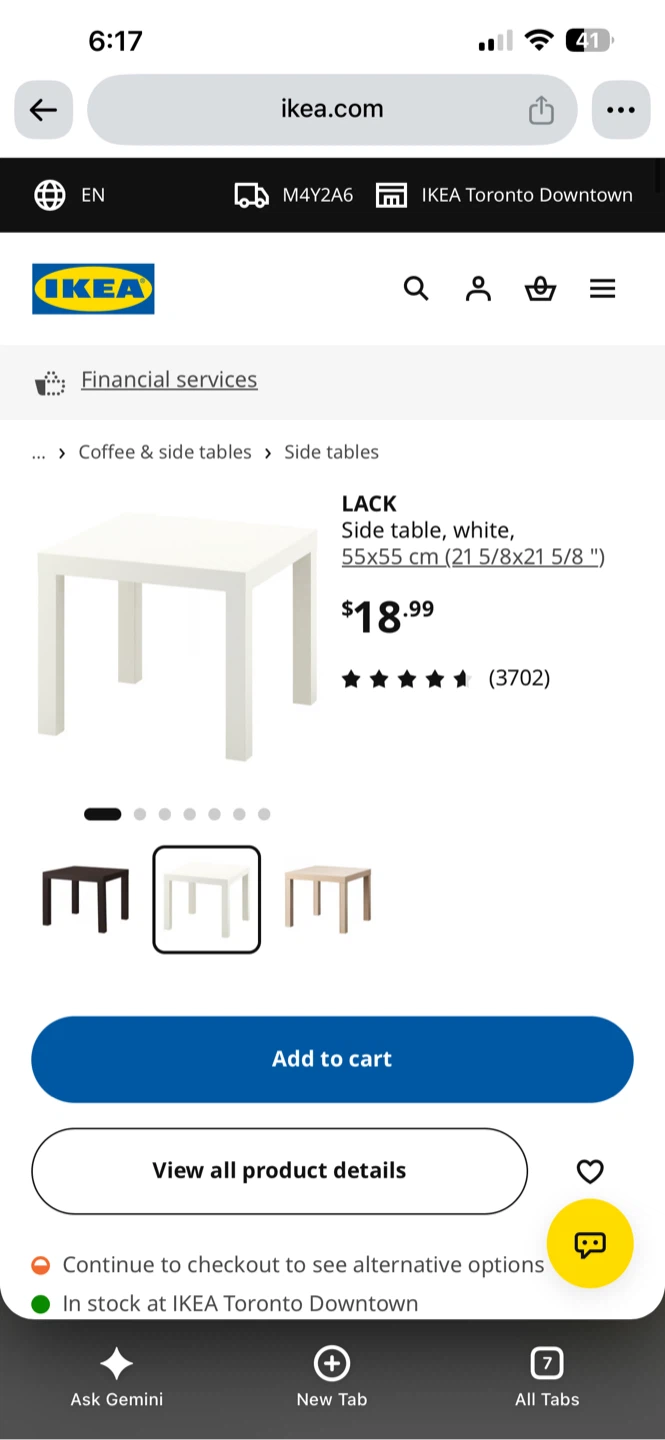 IKEA LACK Side table, white 55x55 cm