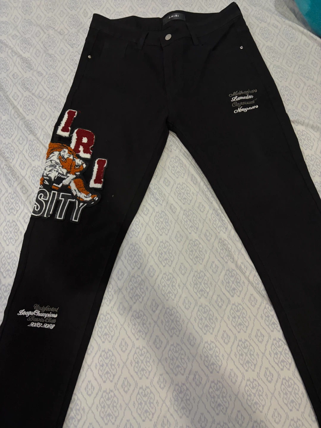 Amiri Black Tiger Varsity Jeans