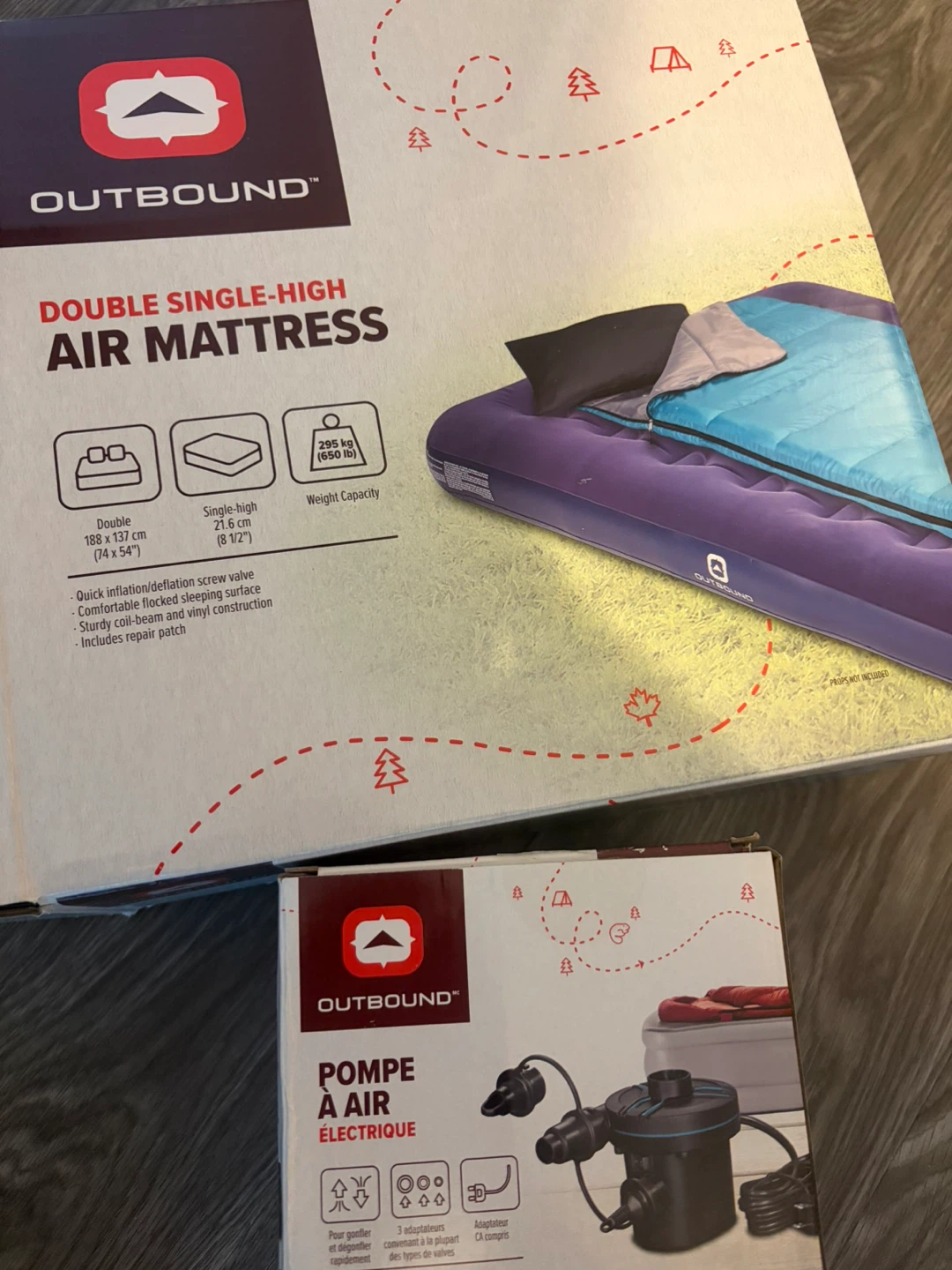 Outbound Double Air Mattress and Electric Pump