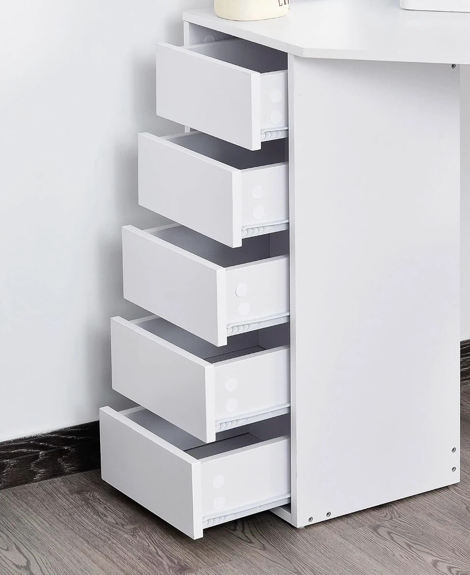 White Corner Vanity Table with Tri-Fold Mirror - photo 2