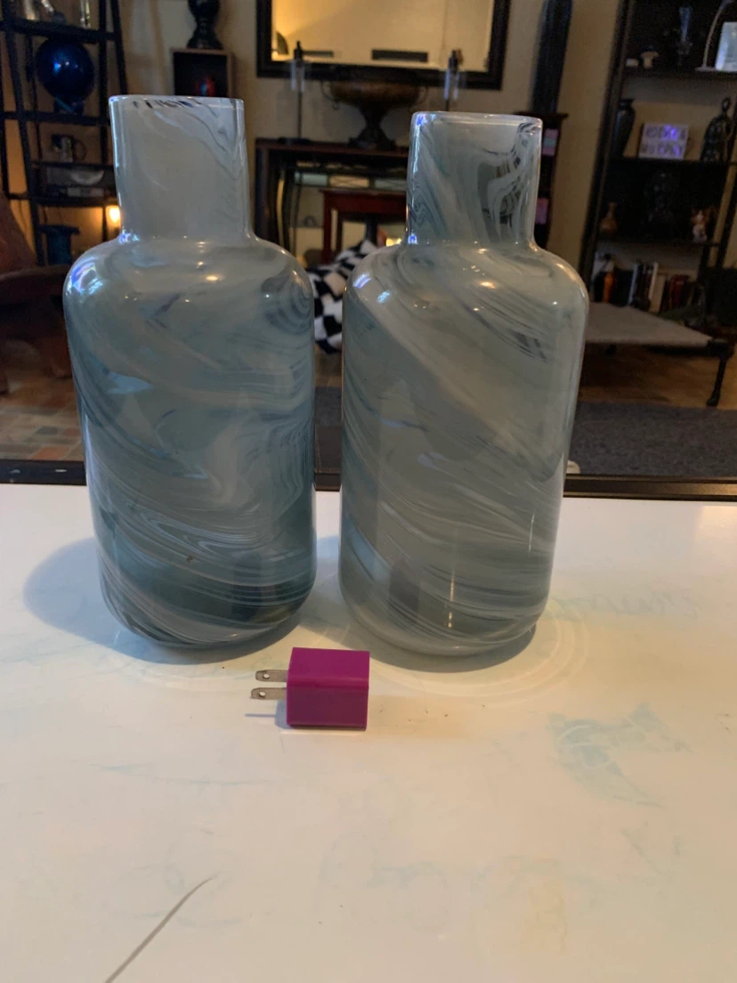 Set of Two Swirl Glass Vases